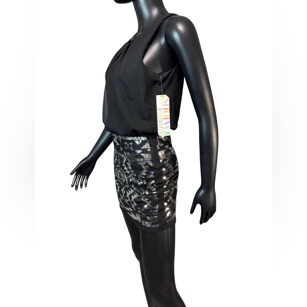 Almost Famous Black and Silver Sequin Mini Dress